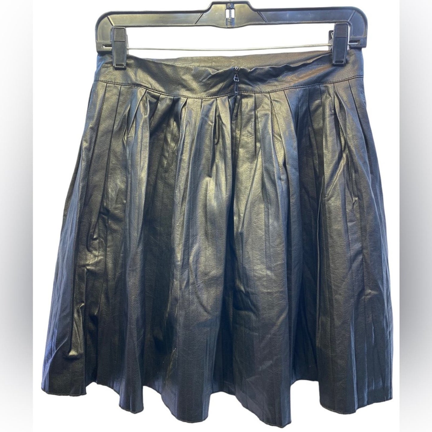 One5One Black Pleather Pleated Skirt