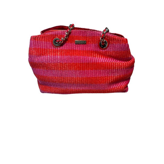 Kate Spade Orange Hot Pink Straw Handbag