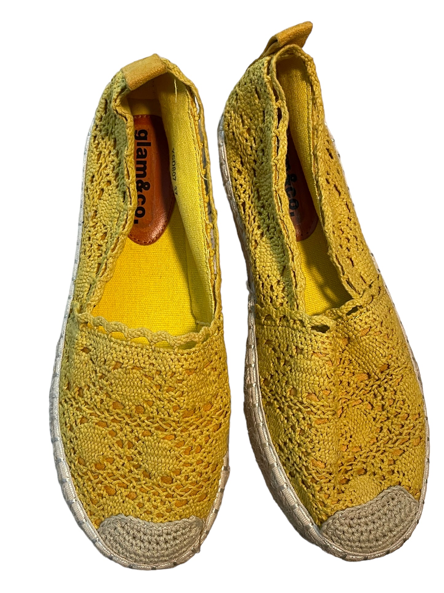 Glam & Co Yellow Crochet Shoes