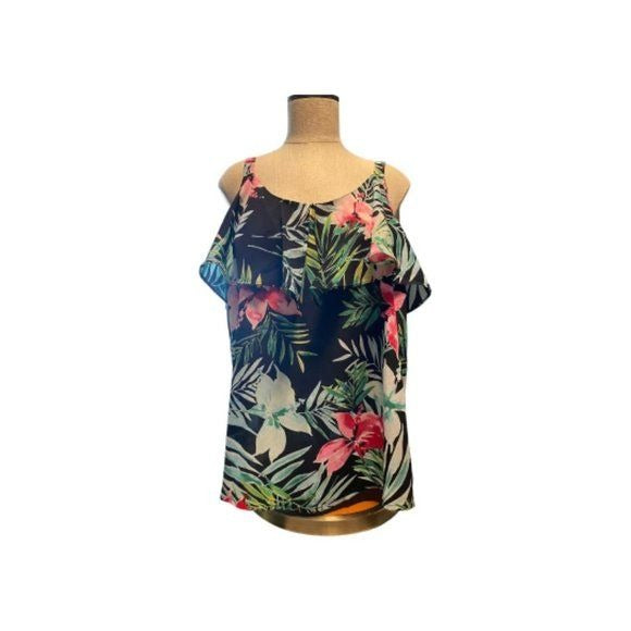 7th Avenue Black Tank top with floral print