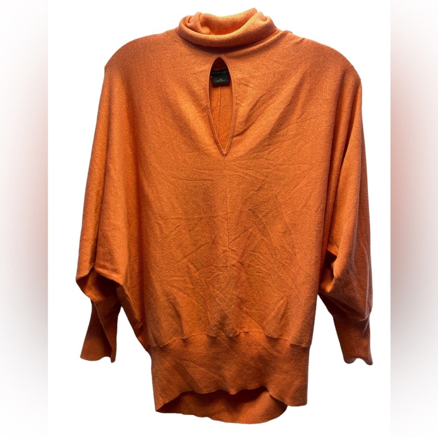 Worth New York Pumpkin with Gold Glitter Turtleneck Sweate r