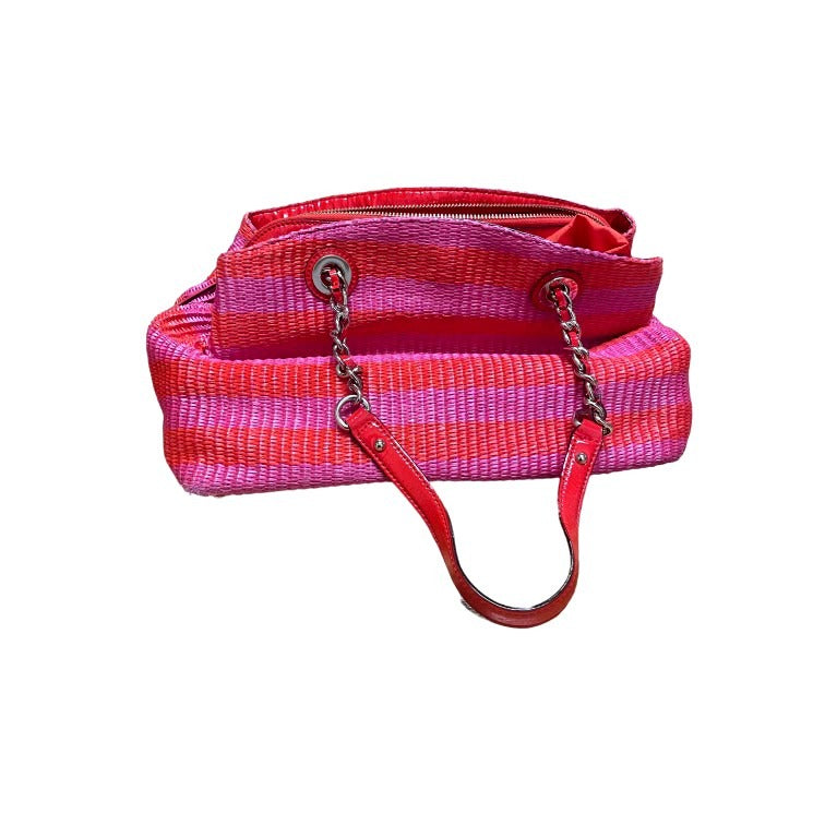 Kate Spade Orange Hot Pink Straw Handbag