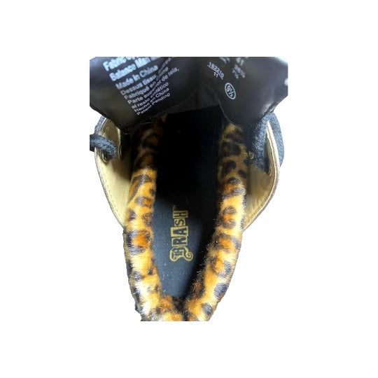 Brash Black Tan Leopard Print Lace up Sneakers