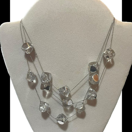 Chico's Silver Tone with Clear Stones Necklace