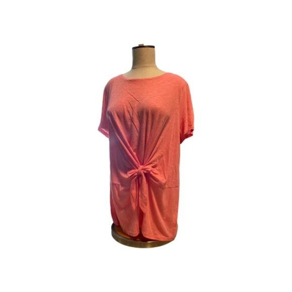 Express Coral  Shirt with Knot on front