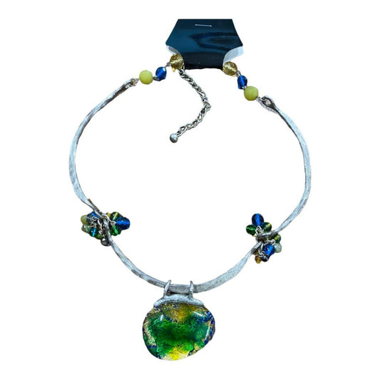 Chicos Silver Tone Green and Blue Necklace
