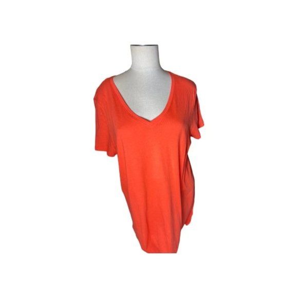 Gap Orange V neck Short Sleeve Shirt