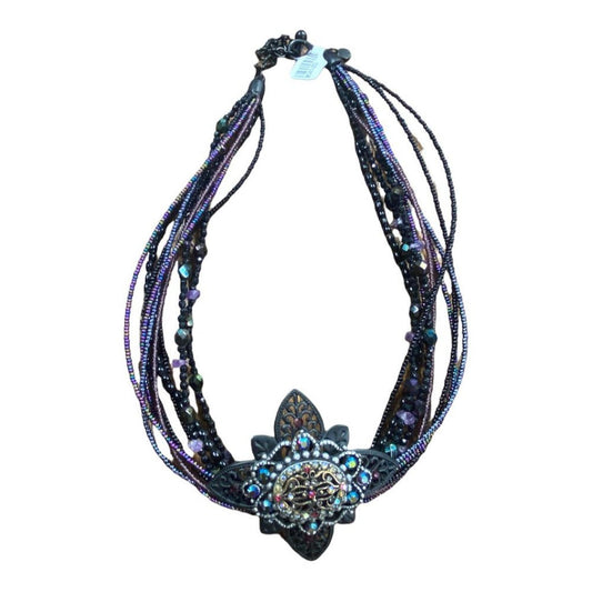 Chico's Black Purple Beaded Necklace