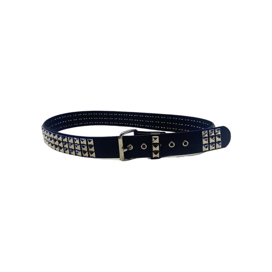 Black  Faux Leather Belt with Silver Accent