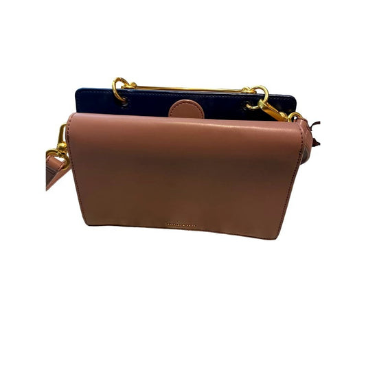 Charles & Keith Mauve Navy Blue Leather Handbag