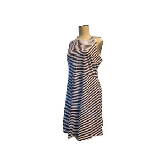 New York & Company White purple Stripes Sleeveless Dress