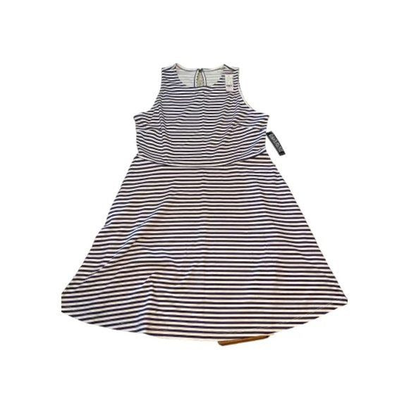 New York & Company White purple Stripes Sleeveless Dress