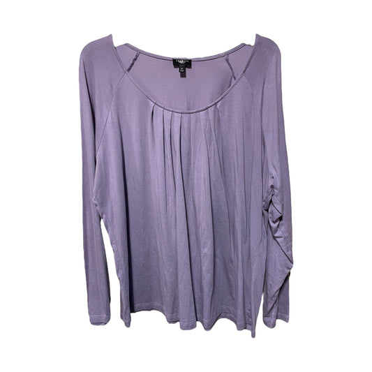 Talbots purple Scope Neck with Small Pleats on Front Long Sleeve