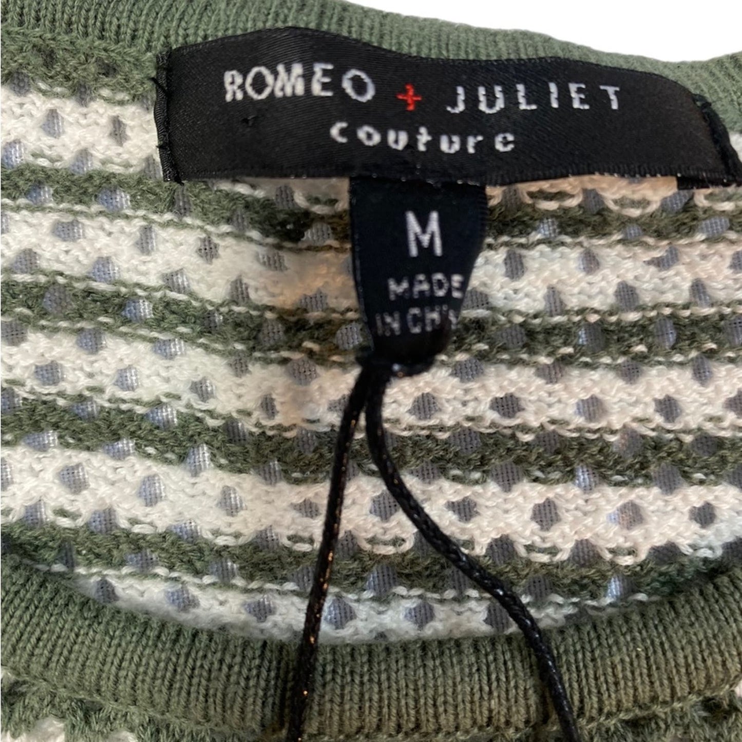 Romeo & Juliet Sage Green Cold Shoulder Crew Neck Sweater Long Sleeve