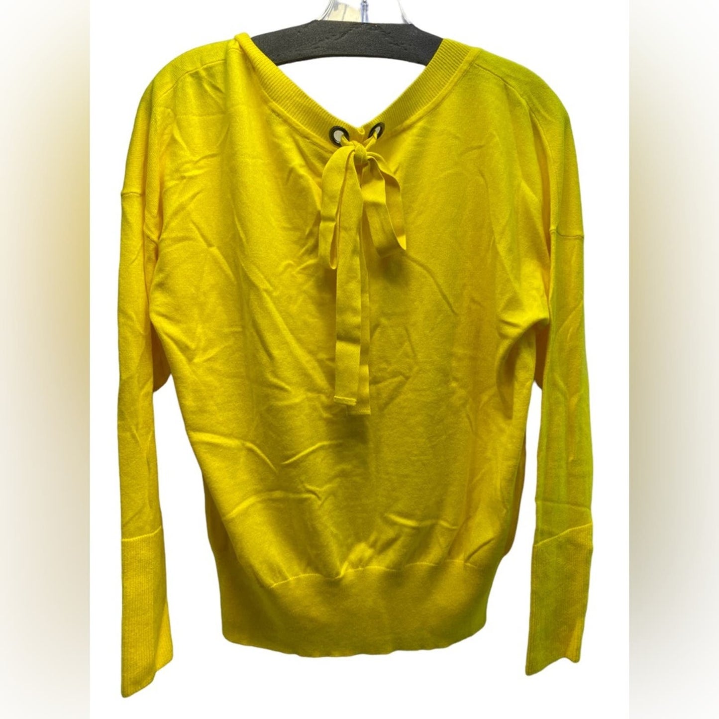 Cabi Yellow Long Sleeve Sweater Lace up Back