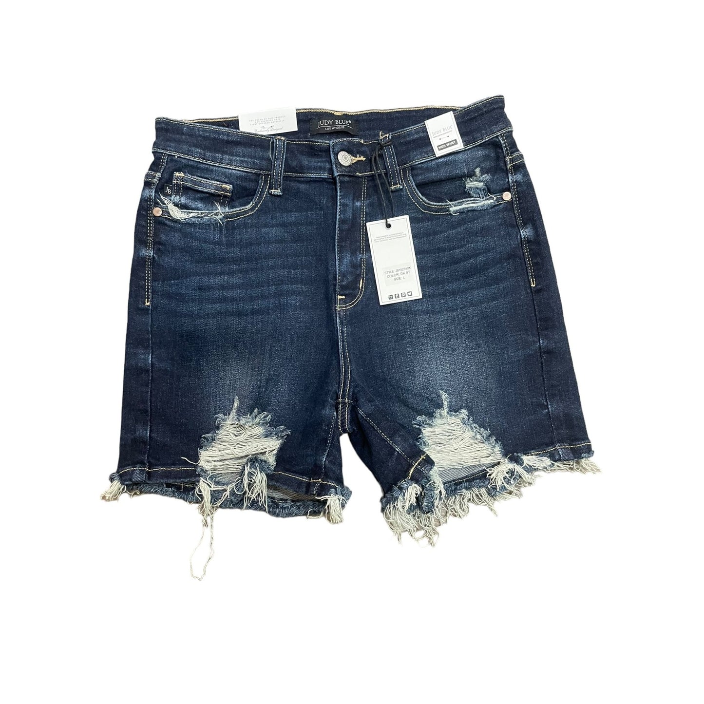 Judy Blue Dark Denim Destroyed Shorts Size Large