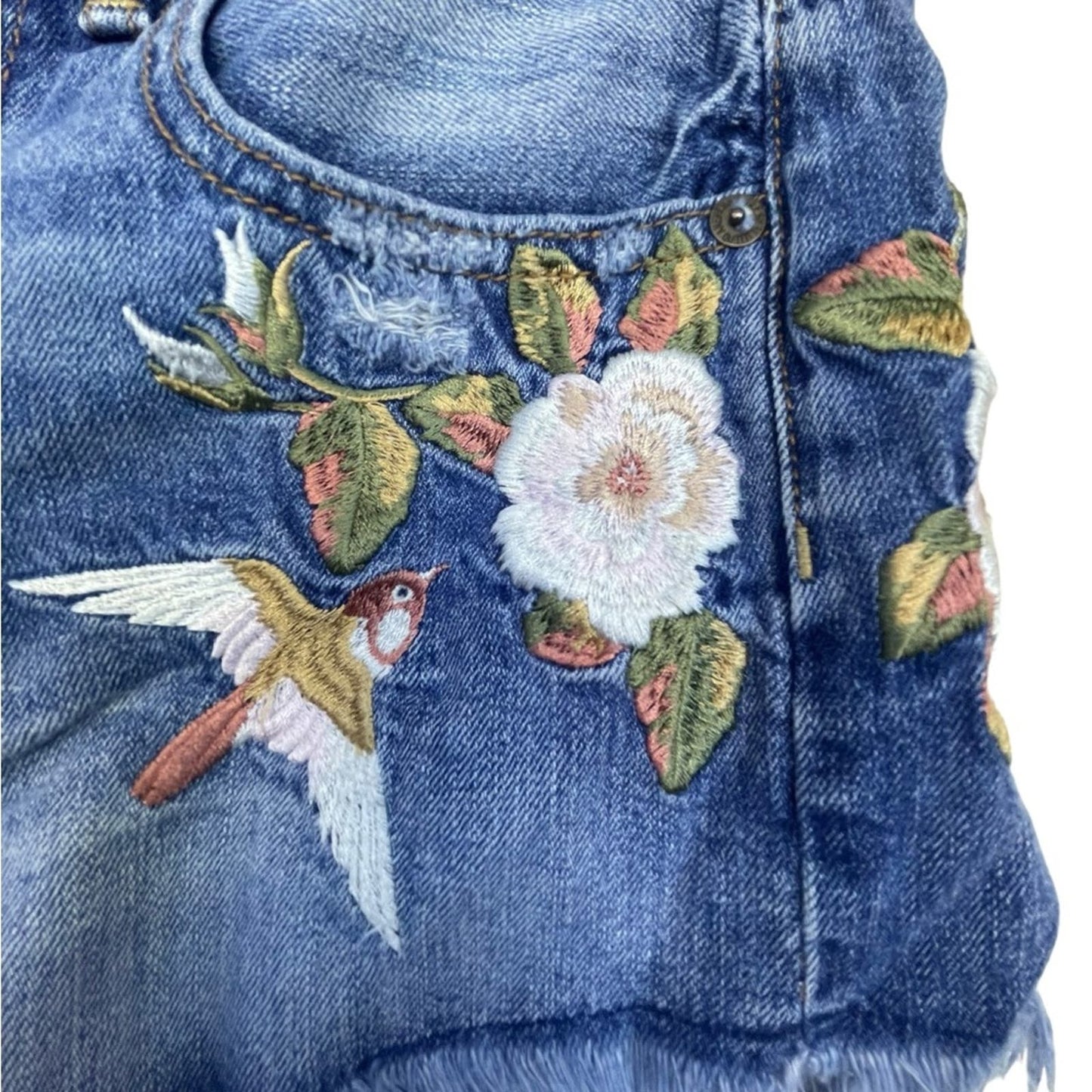 American Eagle Blue Denim Embroidered Shorts