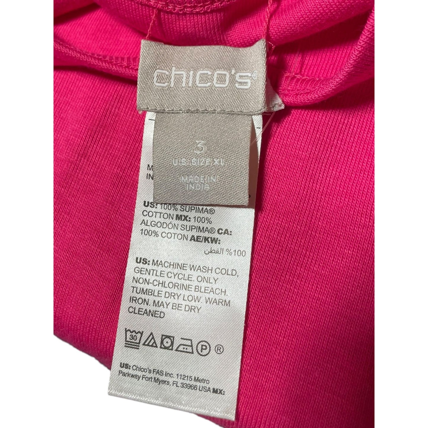 Chico's Hot Pink Sleeveless Shirt with details on Back